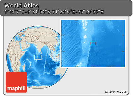 Shaded Relief Location Map of the Area around 0° 52' 31" S, 74° 52' 30" E