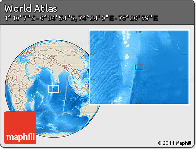 Shaded Relief Location Map of the Area around 0° 52' 31" S, 74° 52' 30" E