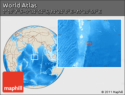 Shaded Relief Location Map of the Area around 0° 52' 31" S, 74° 52' 30" E