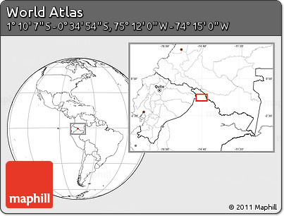 Blank Location Map of the Area around 0° 52' 31" S, 74° 43' 29" W