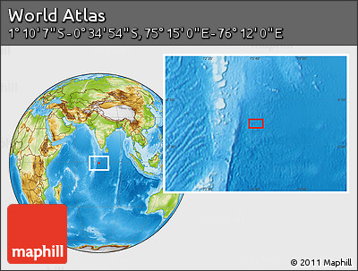 Physical Location Map of the Area around 0° 52' 31" S, 75° 43' 29" E