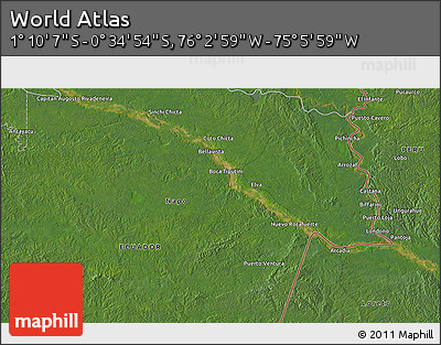 Satellite 3D Map of the Area around 0° 52' 31" S, 75° 34' 29" W