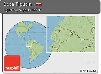 Savanna Style Location Map of Boca Tiputini