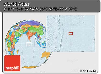 Political Location Map of the Area around 0° 52' 31" S, 76° 34' 29" E