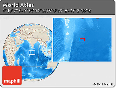 Shaded Relief Location Map of the Area around 0° 52' 31" S, 76° 34' 29" E