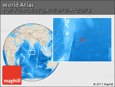 Shaded Relief Location Map of the Area around 0° 52' 31" S, 76° 34' 29" E