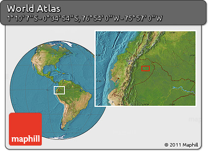 Satellite Location Map of the Area around 0° 52' 31" S, 76° 25' 30" W