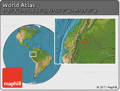 Satellite Location Map of the Area around 0° 52' 31" S, 76° 25' 30" W