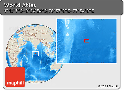 Shaded Relief Location Map of the Area around 0° 52' 31" S, 77° 25' 30" E
