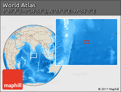 Shaded Relief Location Map of the Area around 0° 52' 31" S, 77° 25' 30" E