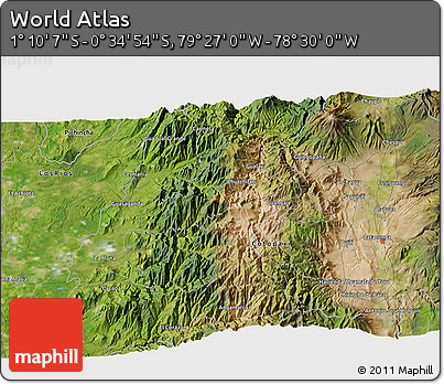 Satellite 3D Map of the Area around 0° 52' 31" S, 78° 58' 29" W