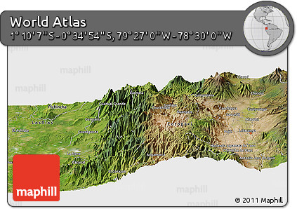 Satellite Panoramic Map of the Area around 0° 52' 31" S, 78° 58' 29" W