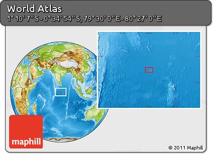 Physical Location Map of the Area around 0° 52' 31" S, 79° 58' 29" E