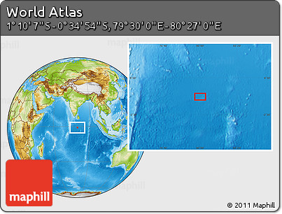 Physical Location Map of the Area around 0° 52' 31" S, 79° 58' 29" E