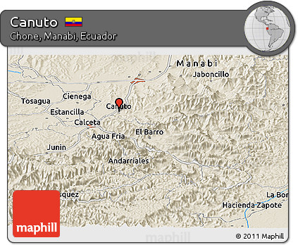 Shaded Relief Panoramic Map of Canuto