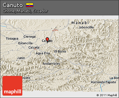 Shaded Relief Panoramic Map of Canuto