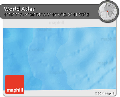 Political 3D Map of the Area around 0° 52' 31" S, 7° 43' 29" E