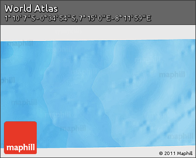 Political 3D Map of the Area around 0° 52' 31" S, 7° 43' 29" E