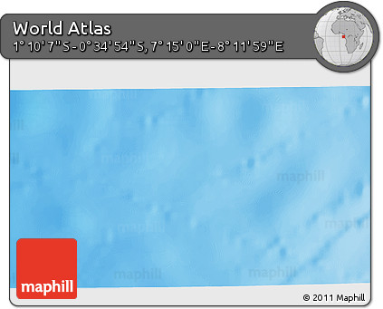 Shaded Relief 3D Map of the Area around 0° 52' 31" S, 7° 43' 29" E
