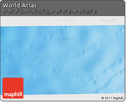 Shaded Relief 3D Map of the Area around 0° 52' 31" S, 7° 43' 29" E