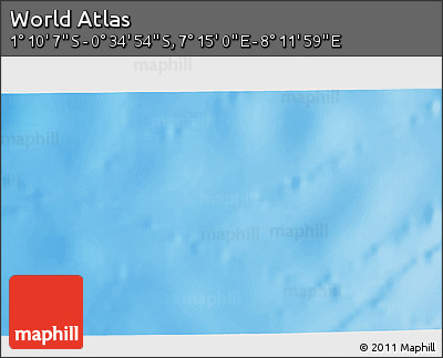Shaded Relief 3D Map of the Area around 0° 52' 31" S, 7° 43' 29" E