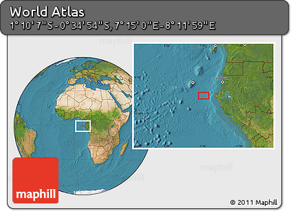 Satellite Location Map of the Area around 0° 52' 31" S, 7° 43' 29" E