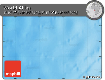 Physical Map of the Area around 0° 52' 31" S, 7° 43' 29" E