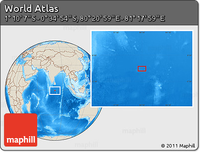 Shaded Relief Location Map of the Area around 0° 52' 31" S, 80° 49' 29" E
