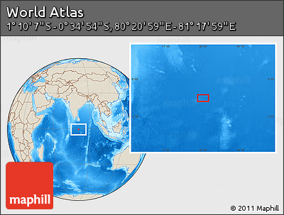 Shaded Relief Location Map of the Area around 0° 52' 31" S, 80° 49' 29" E