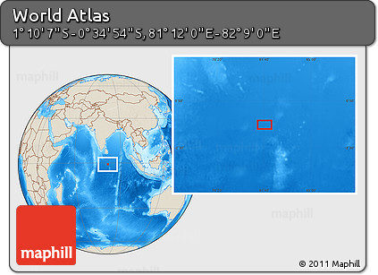 Shaded Relief Location Map of the Area around 0° 52' 31" S, 81° 40' 30" E