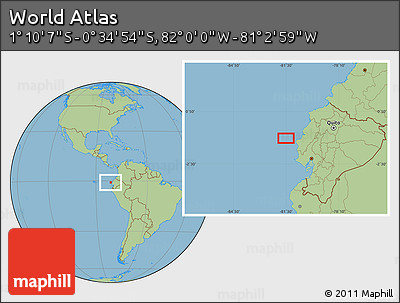 Savanna Style Location Map of the Area around 0° 52' 31" S, 81° 31' 30" W