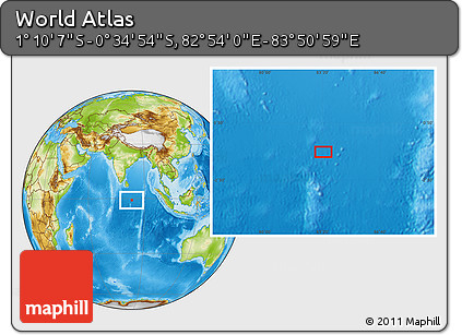 Physical Location Map of the Area around 0° 52' 31" S, 83° 22' 30" E