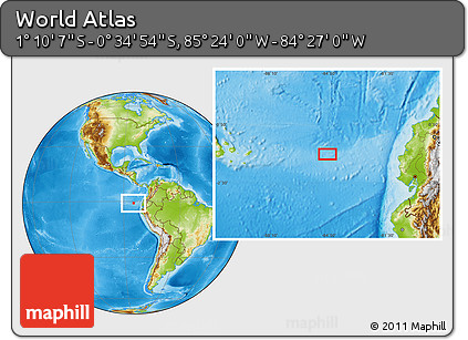 Physical Location Map of the Area around 0° 52' 31" S, 84° 55' 30" W
