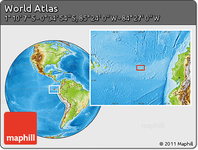 Physical Location Map of the Area around 0° 52' 31" S, 84° 55' 30" W