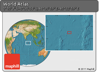 Satellite Location Map of the Area around 0° 52' 31" S, 85° 4' 29" E