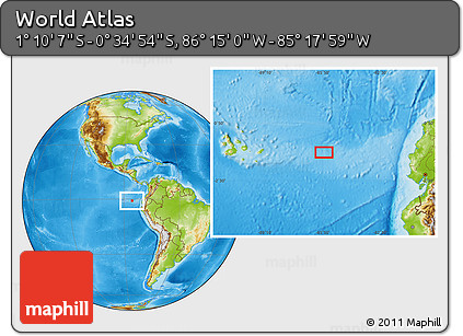 Physical Location Map of the Area around 0° 52' 31" S, 85° 46' 30" W