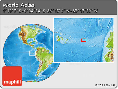 Physical Location Map of the Area around 0° 52' 31" S, 85° 46' 30" W