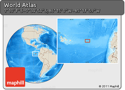 Shaded Relief Location Map of the Area around 0° 52' 31" S, 85° 46' 30" W