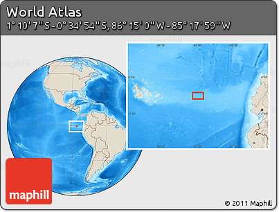 Shaded Relief Location Map of the Area around 0° 52' 31" S, 85° 46' 30" W