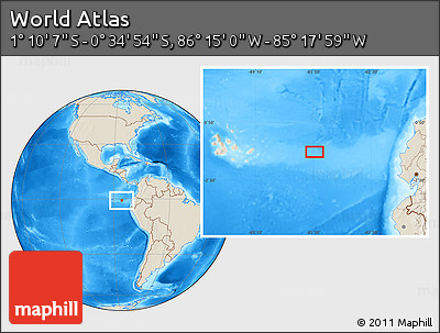 Shaded Relief Location Map of the Area around 0° 52' 31" S, 85° 46' 30" W