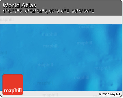 Shaded Relief 3D Map of the Area around 0° 52' 31" S, 87° 37' 30" E