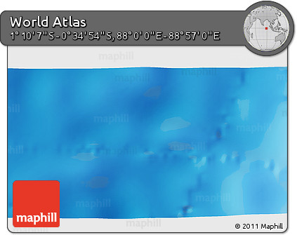 Shaded Relief 3D Map of the Area around 0° 52' 31" S, 88° 28' 29" E