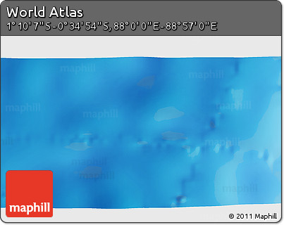 Shaded Relief 3D Map of the Area around 0° 52' 31" S, 88° 28' 29" E