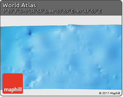 Shaded Relief 3D Map of the Area around 0° 52' 31" S, 89° 19' 29" E