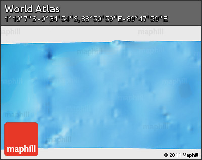 Shaded Relief 3D Map of the Area around 0° 52' 31" S, 89° 19' 29" E