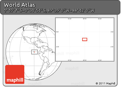 Blank Location Map of the Area around 0° 52' 31" S, 89° 10' 30" W