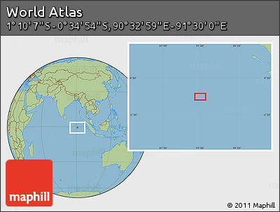 Savanna Style Location Map of the Area around 0° 52' 31" S, 91° 1' 30" E