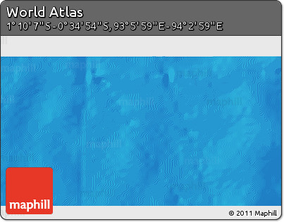 Shaded Relief 3D Map of the Area around 0° 52' 31" S, 93° 34' 29" E