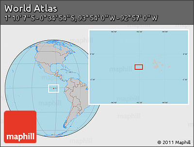 Gray Location Map of the Area around 0° 52' 31" S, 93° 25' 30" W