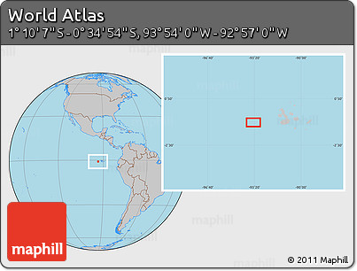 Gray Location Map of the Area around 0° 52' 31" S, 93° 25' 30" W